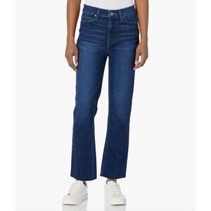 Paige Cindy Jeans Women 31 Crop Ankle Raw Hem Stretch Dark Wash Straight Hi Rise